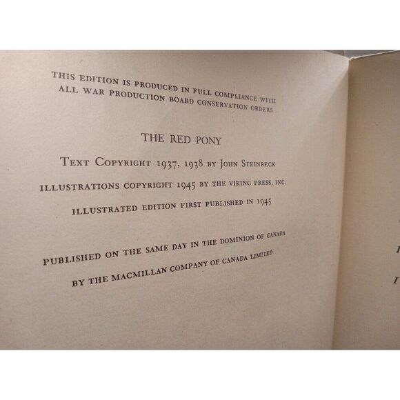 The Red Pony John Steinbeck 1945 1st Illustrated Edition Vintage Children's Book - Picture 4 of 9